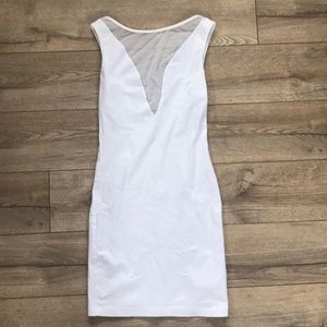 White sheer cleavage AA body con dress